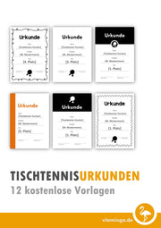 Tischtennis - 12 Urkunden-Vorlagen für Turniere & Wettbewerbe [editierbar]