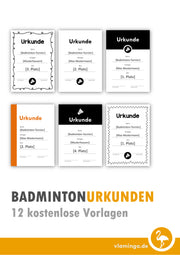 Badminton  - 12 Urkunden-Vorlagen für Turniere & Wettbewerbe [editierbar]