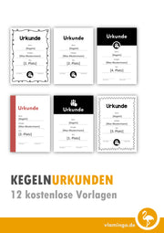 Kegeln - 12 Urkunden-Vorlagen für Turniere & Wettbewerbe [editierbar]