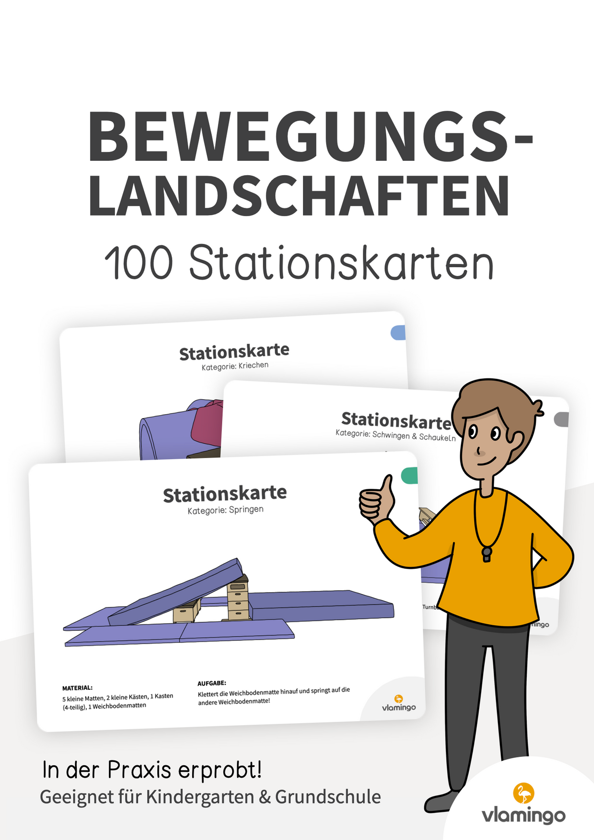 Bewegungslandschaften: 100 Stationskarten (Kinderturnen & Sportunterricht) – Paket 1