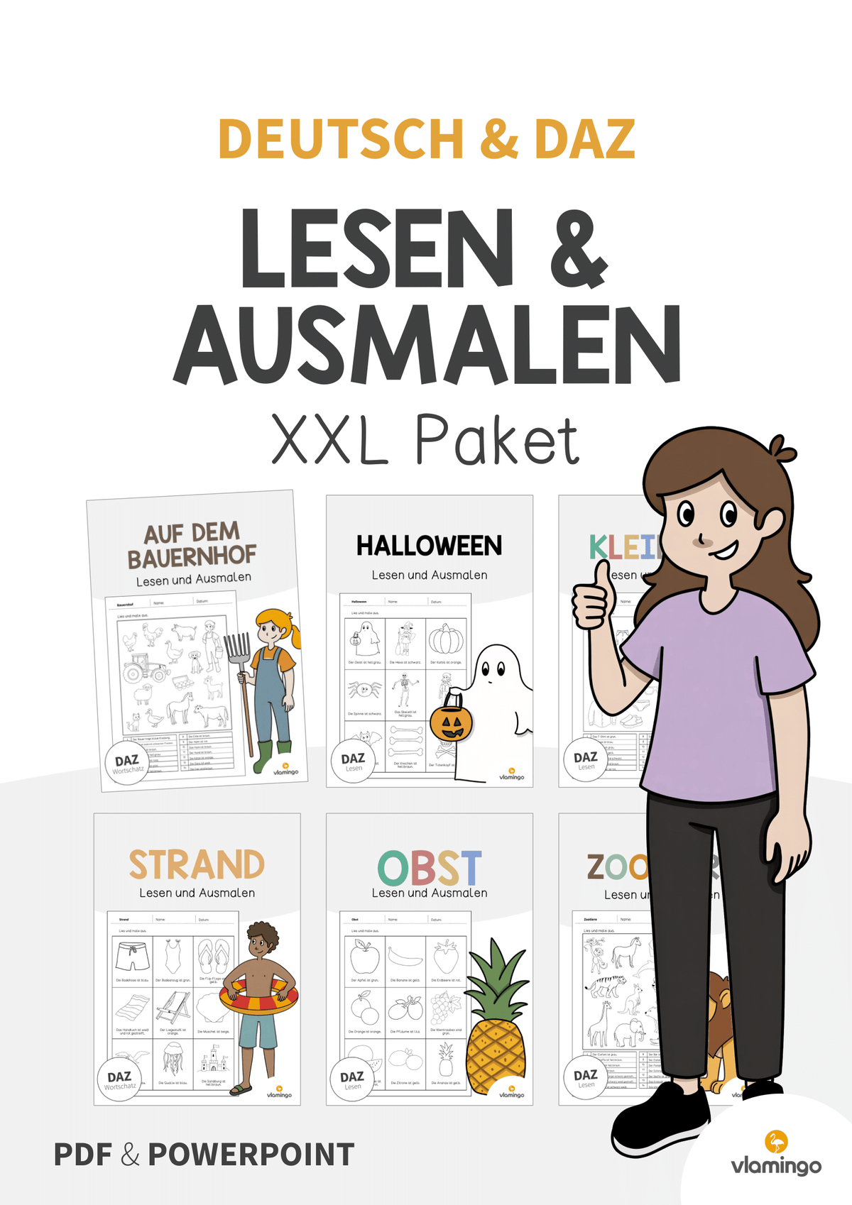 Lesen und Ausmalen: XXL Materialpaket für den DaZ & DaF-Unterricht