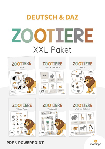 Zootiere: XXL Materialpaket für DAZ / DAF / Deutsch