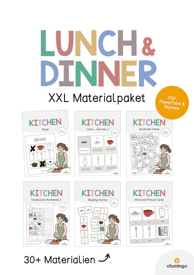 Lunch & Dinner / Mittag- & Abendessen: XXL Materialpaket für den Englischunterricht