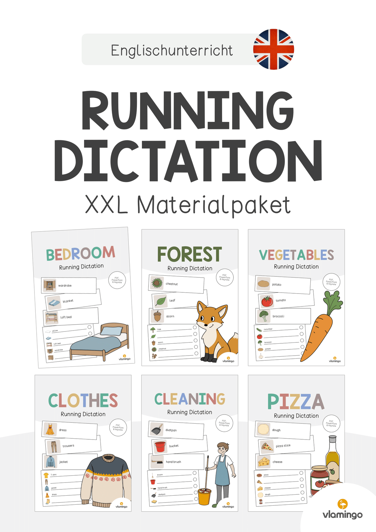 Running Dictation: XXL Materialpaket für den Englischunterricht