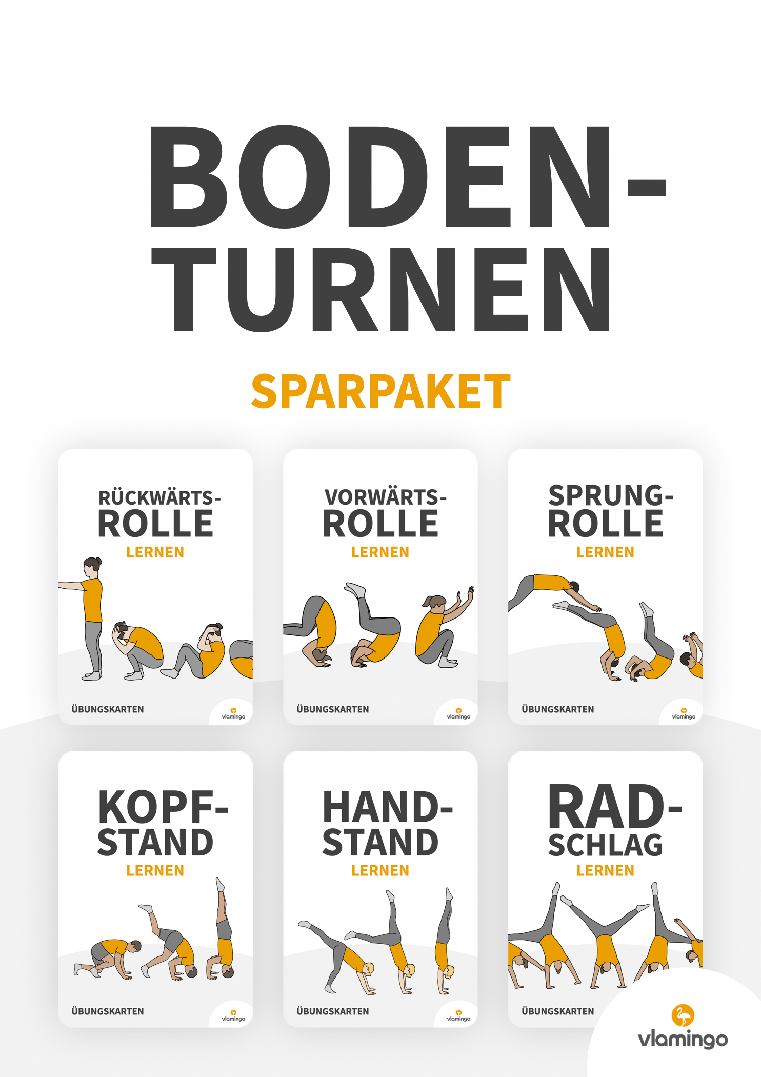 Sparpaket: Bodenturnen im Sportunterricht (Kopfstand, Handstand, Radschlag & Rollen)