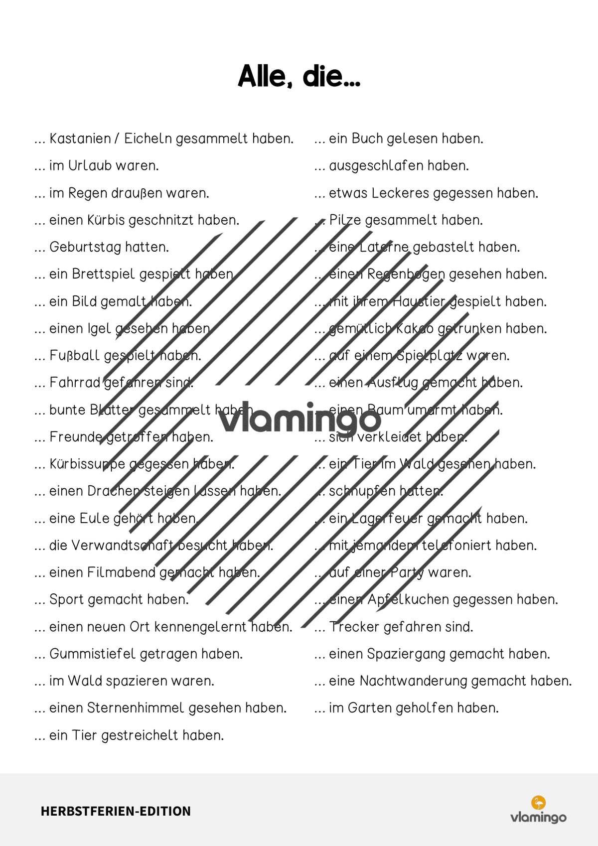 Alle, die... - Spiel für den Schulstart nach den Herbstferien
