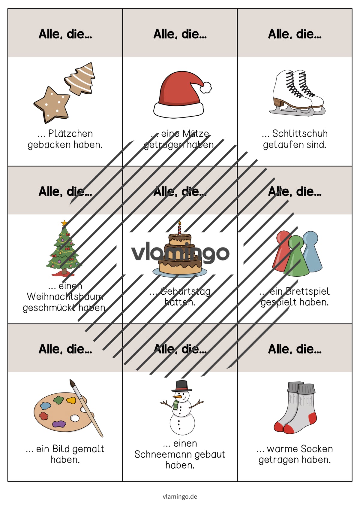Alle, die - Spiel für den Schulstart nach den Winterferien (Neues Jahr)