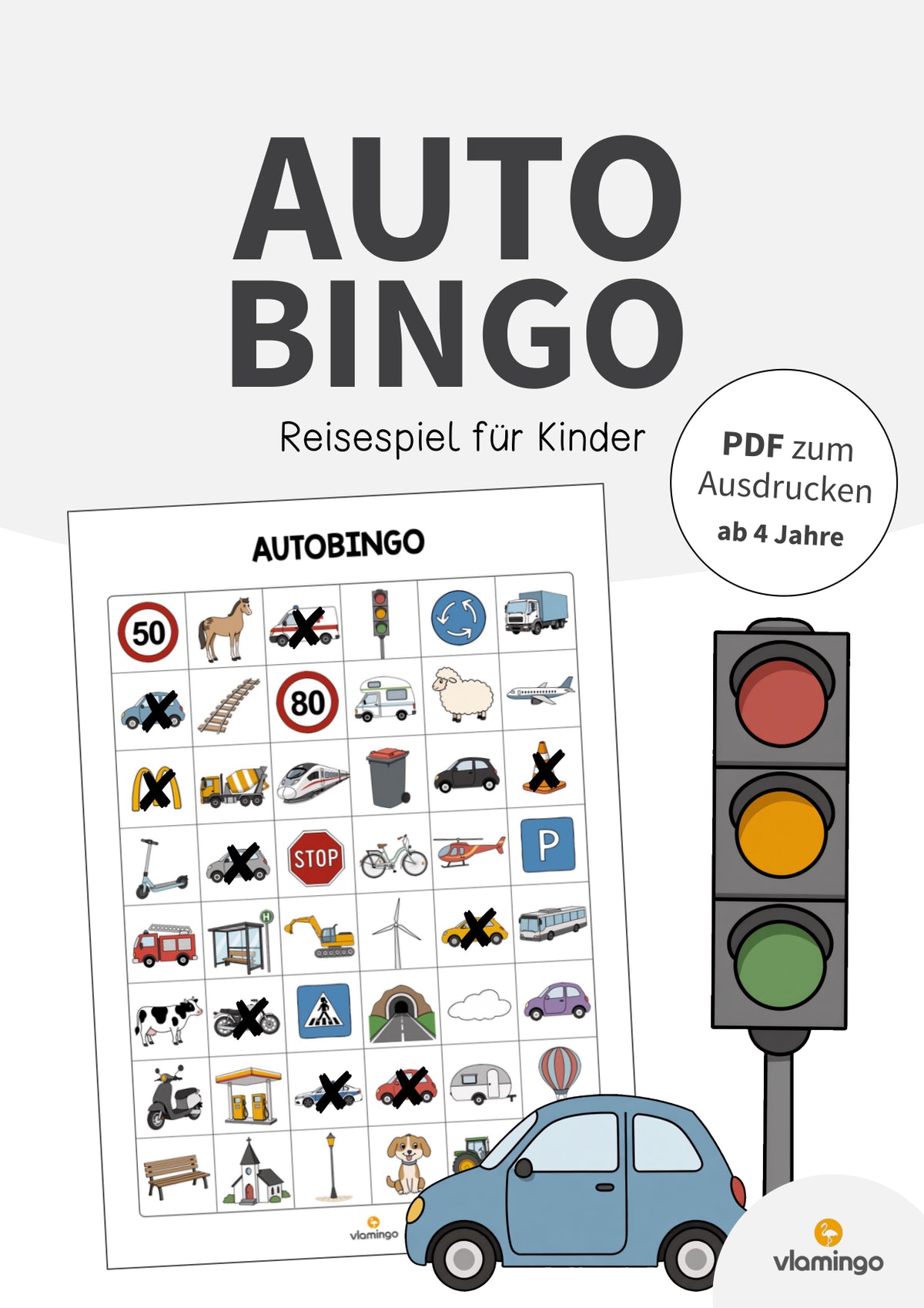 Auto-Bingo: Reisespiel für Kinder (Ferien / Urlaub / Klassenfahrt)