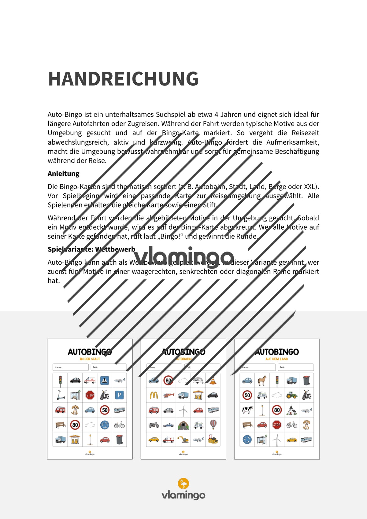 Auto-Bingo: Reisespiel für Kinder (Ferien / Urlaub / Klassenfahrt)