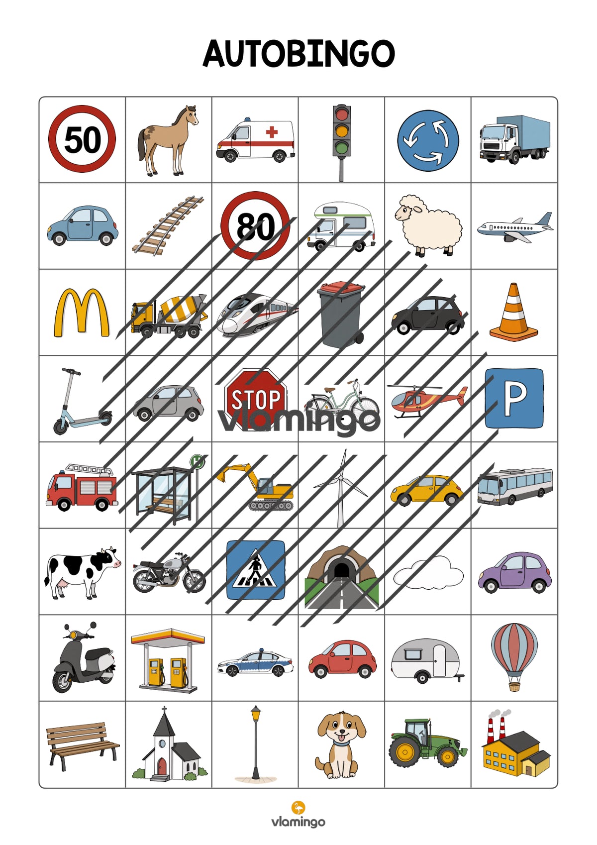Auto-Bingo: Reisespiel für Kinder (Ferien / Urlaub / Klassenfahrt)