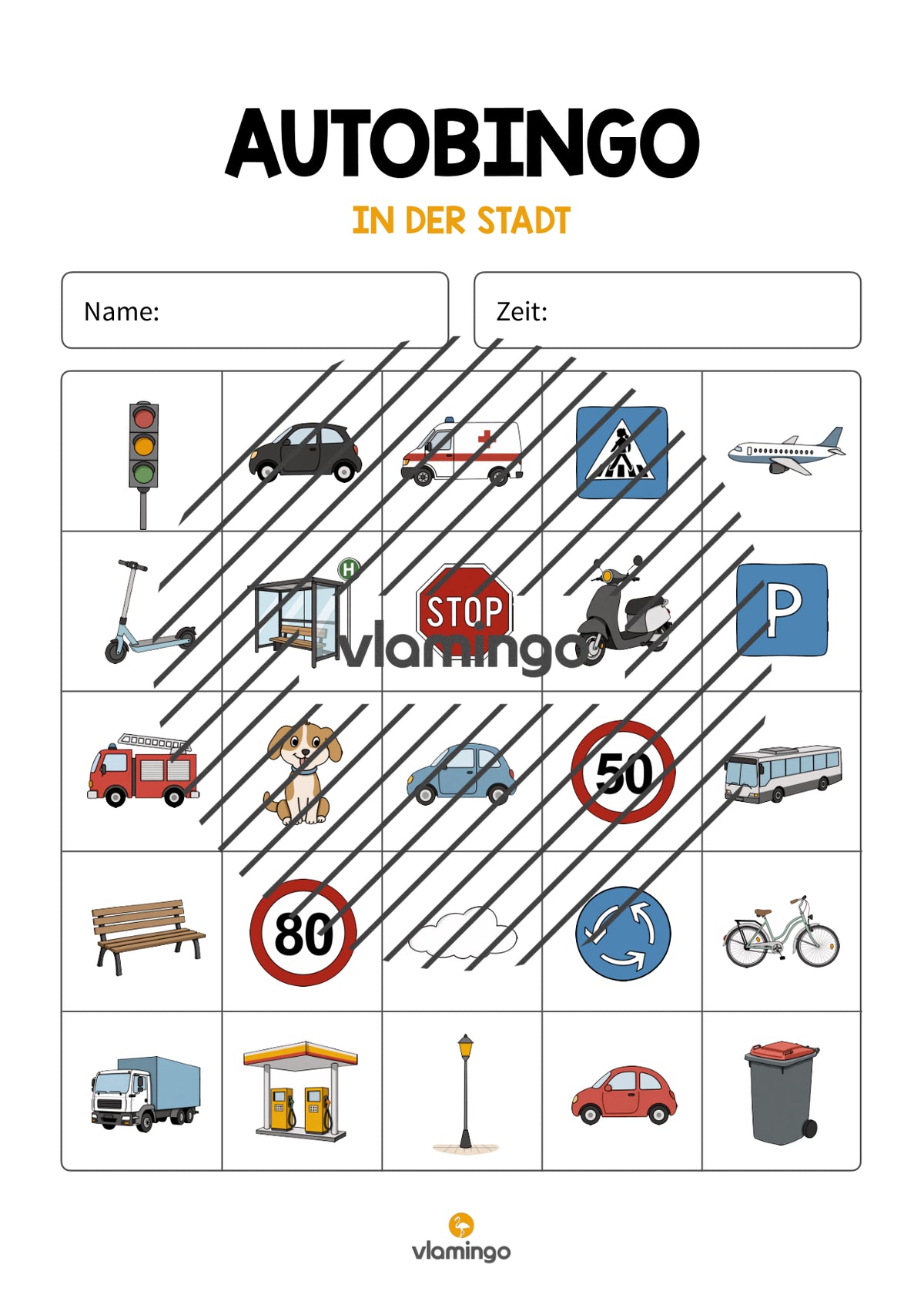 Auto-Bingo: Reisespiel für Kinder (Ferien / Urlaub / Klassenfahrt)