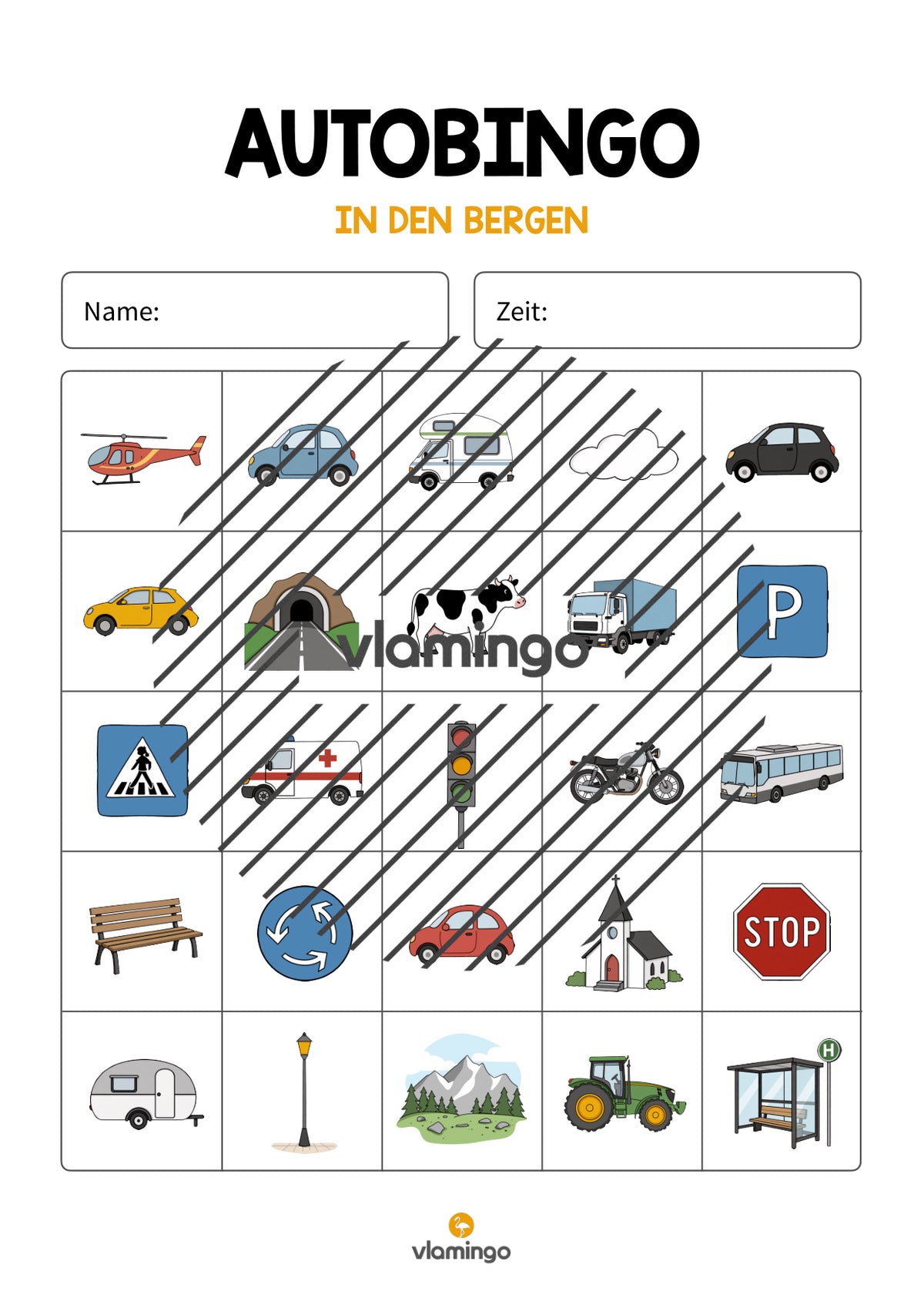 Auto-Bingo: Reisespiel für Kinder (Ferien / Urlaub / Klassenfahrt)