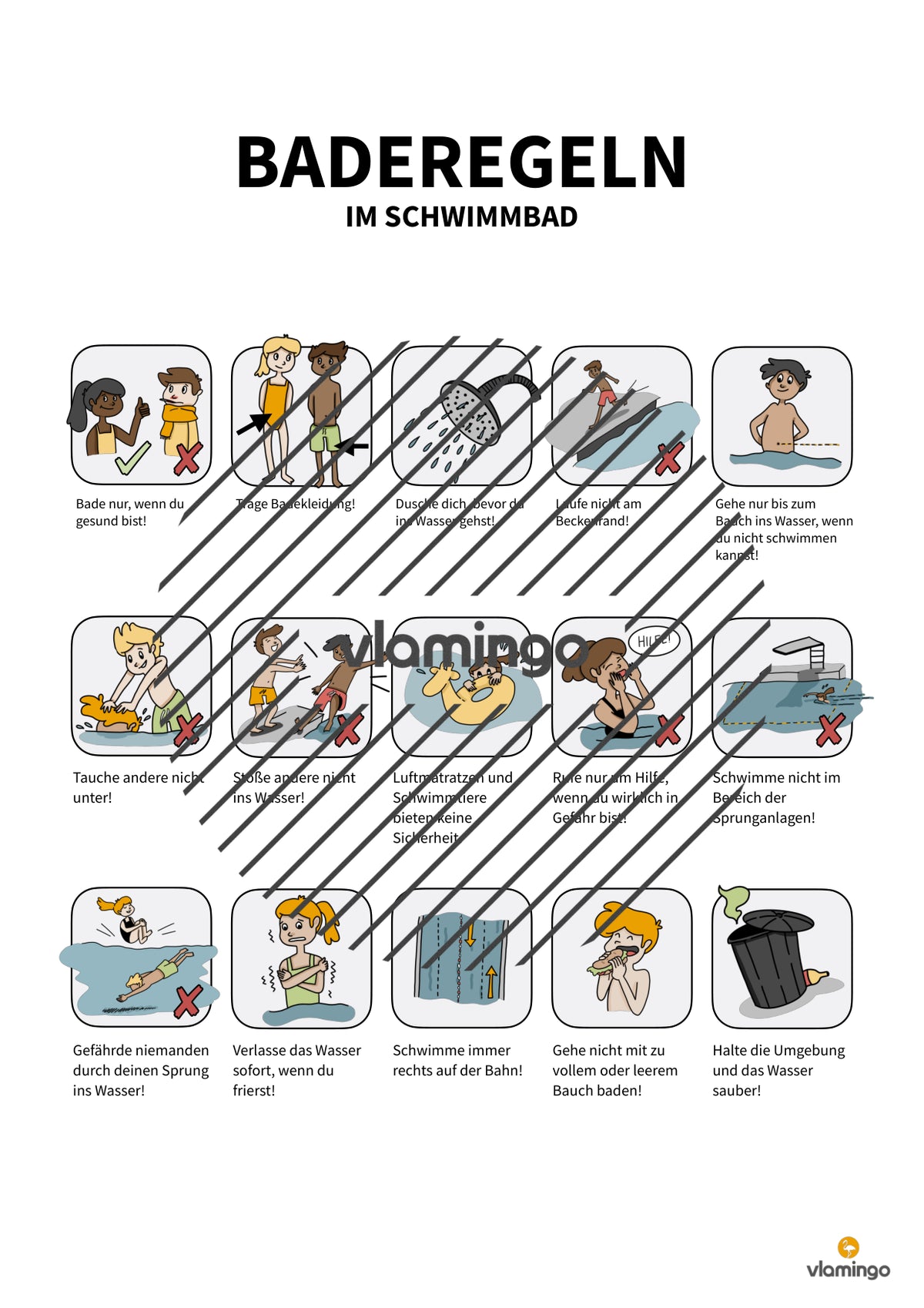 Baderegeln: Übersicht & passende Arbeitsblätter