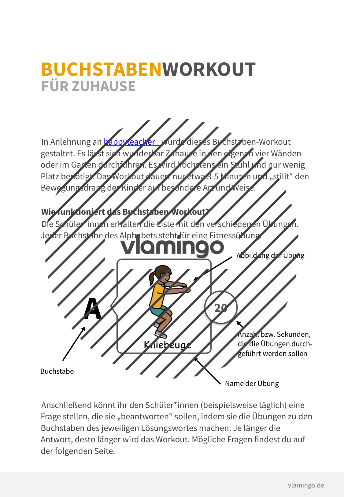 Buchstaben-Workout für Zuhause (Homeschooling) - vlamingo