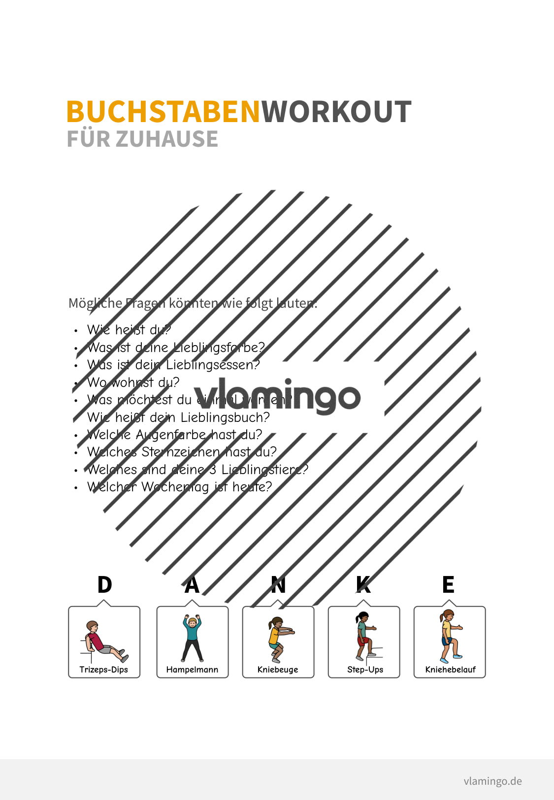 Buchstaben-Workout für Zuhause (Homeschooling) - vlamingo