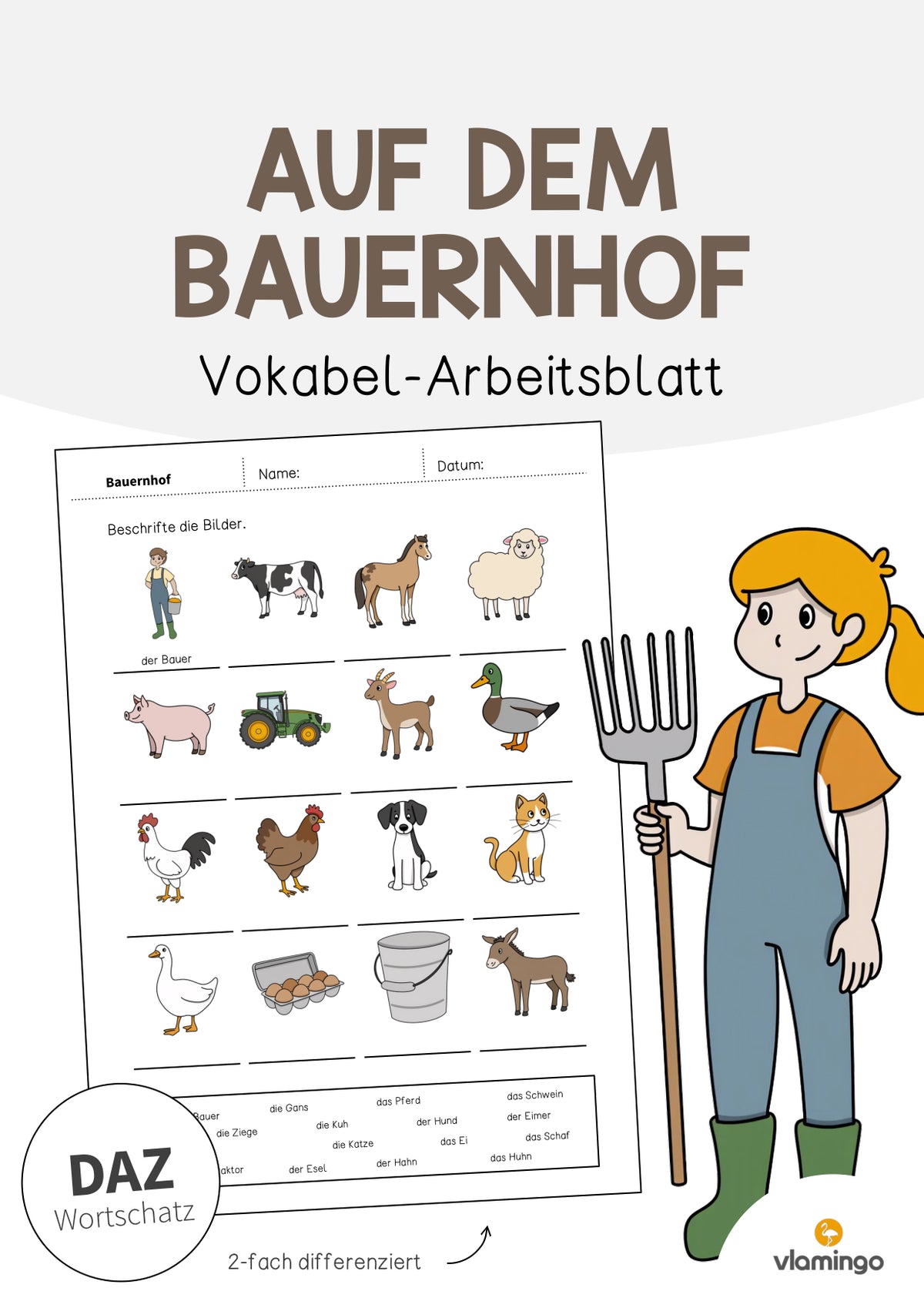 de deutsch bauernhof vokabelarbeitsblatt 1 001