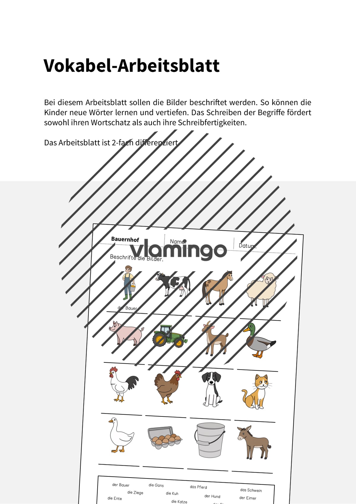 de deutsch bauernhof vokabelarbeitsblatt 1 002