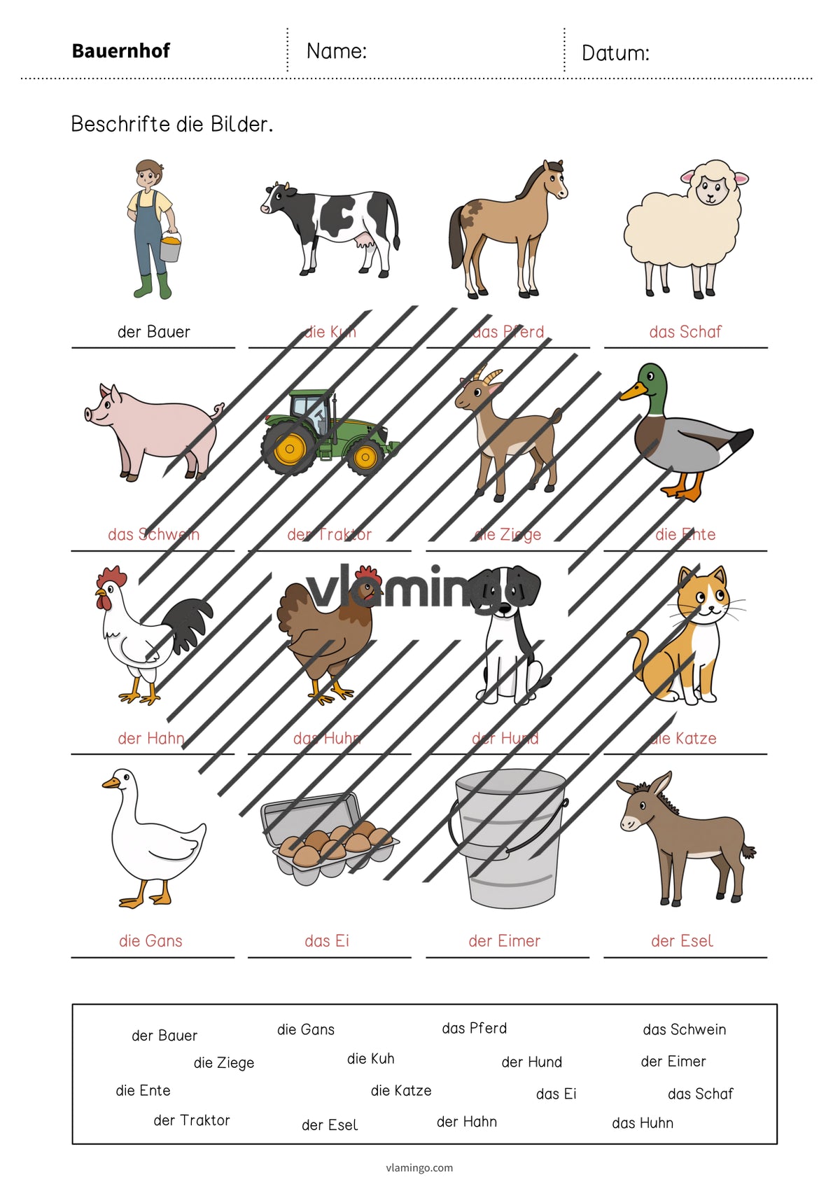 de deutsch bauernhof vokabelarbeitsblatt 1 010