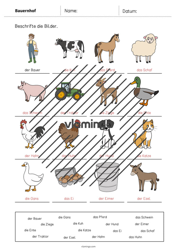 de deutsch bauernhof vokabelarbeitsblatt 1 010