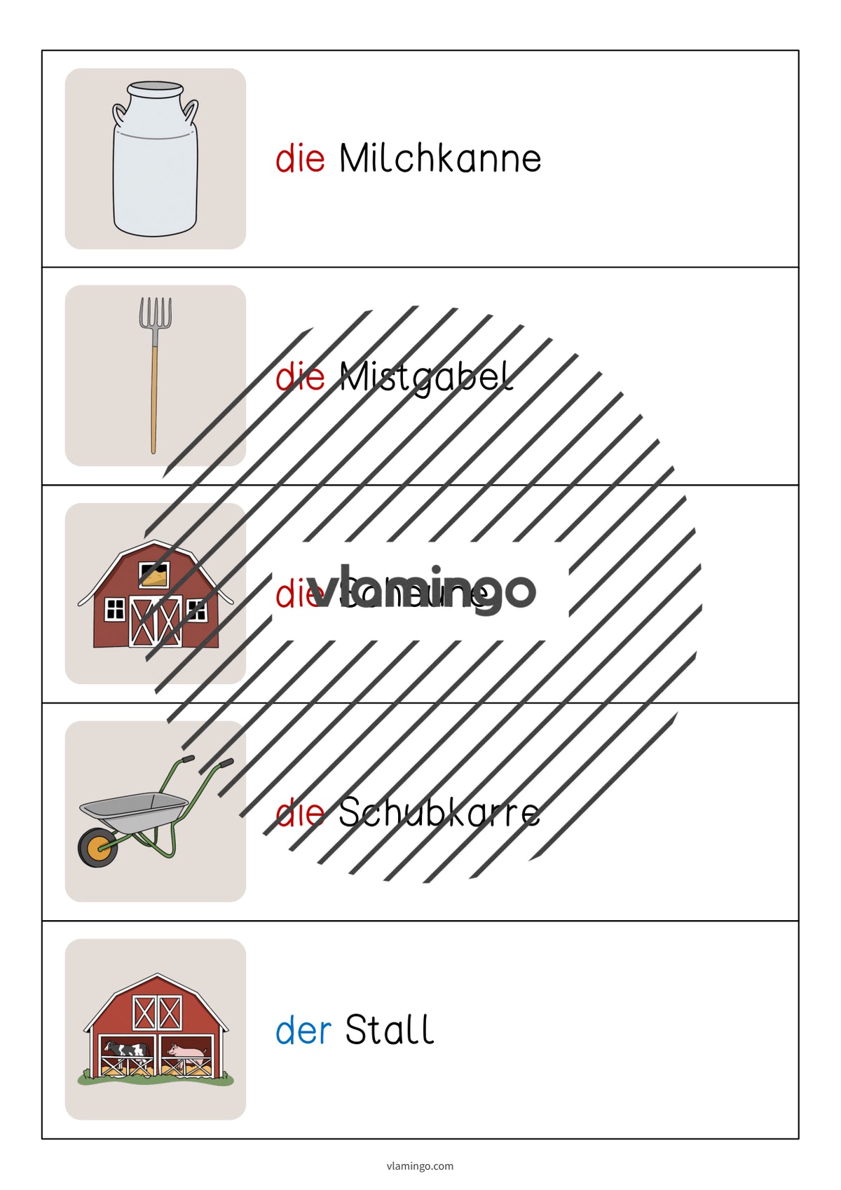 de deutsch bauernhof vokabelschleichdiktat 007