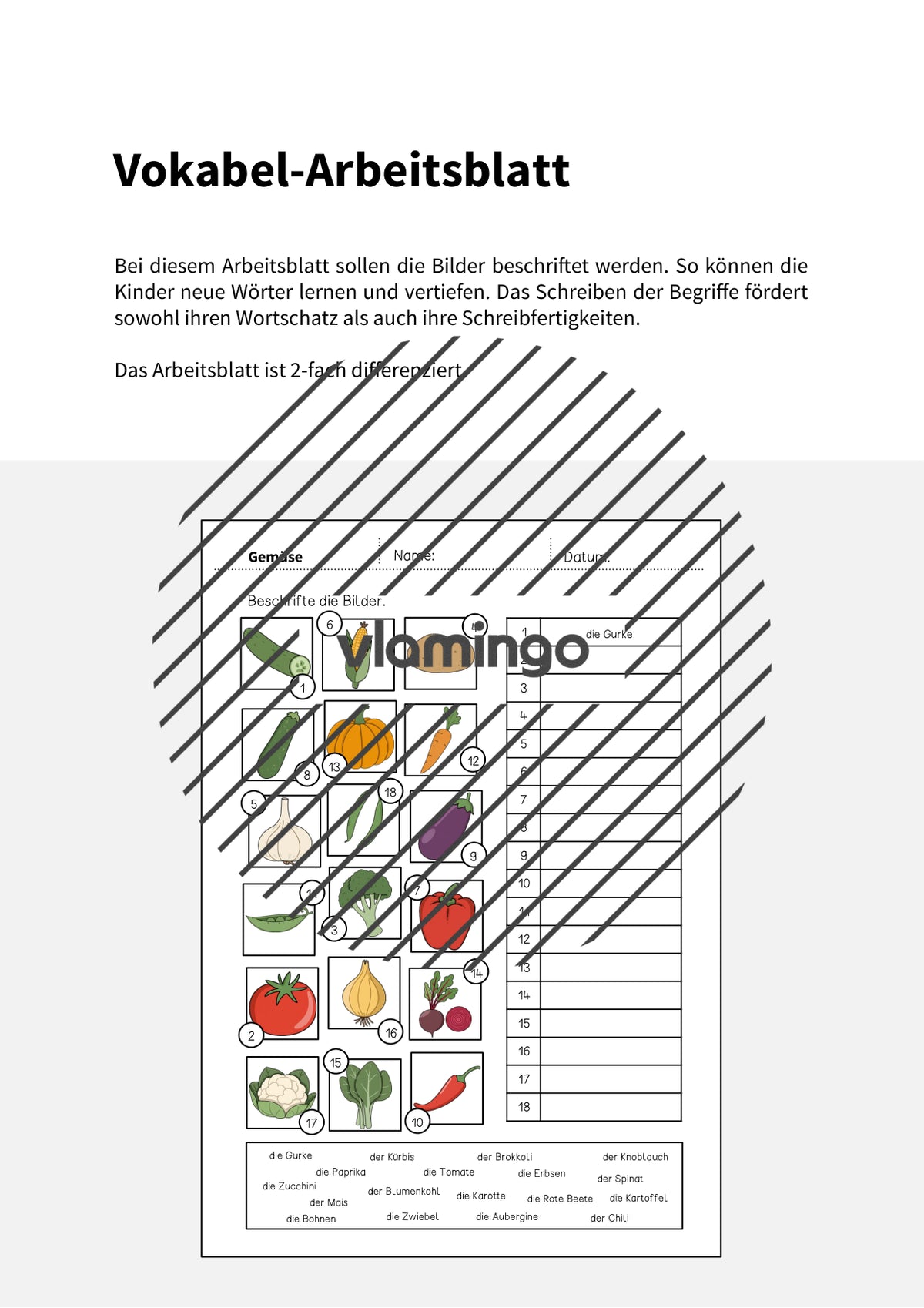 de deutsch gemuse vokabelarbeitsblatt 2 002