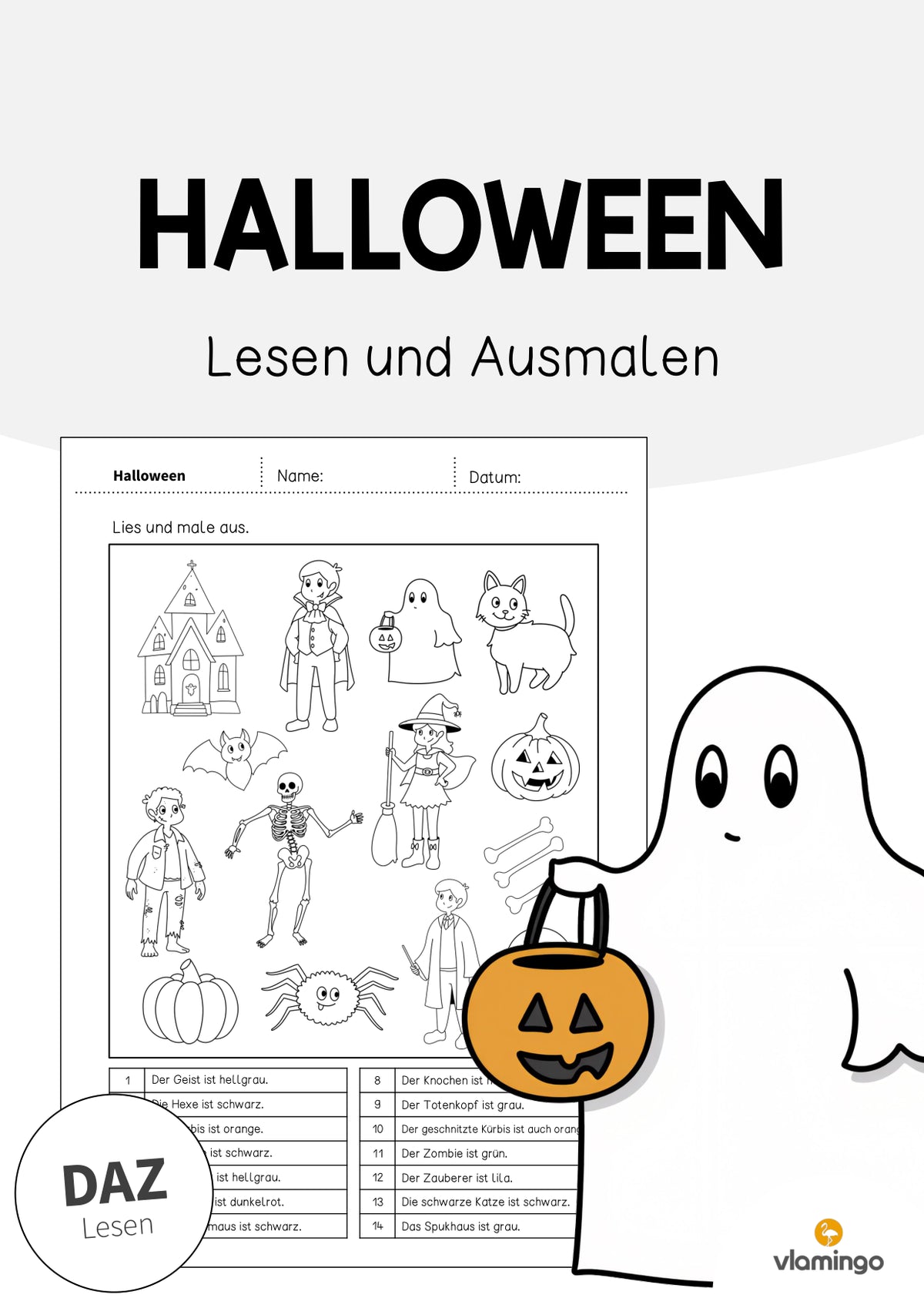 de deutsch halloween lesen und ausmalen 1 001