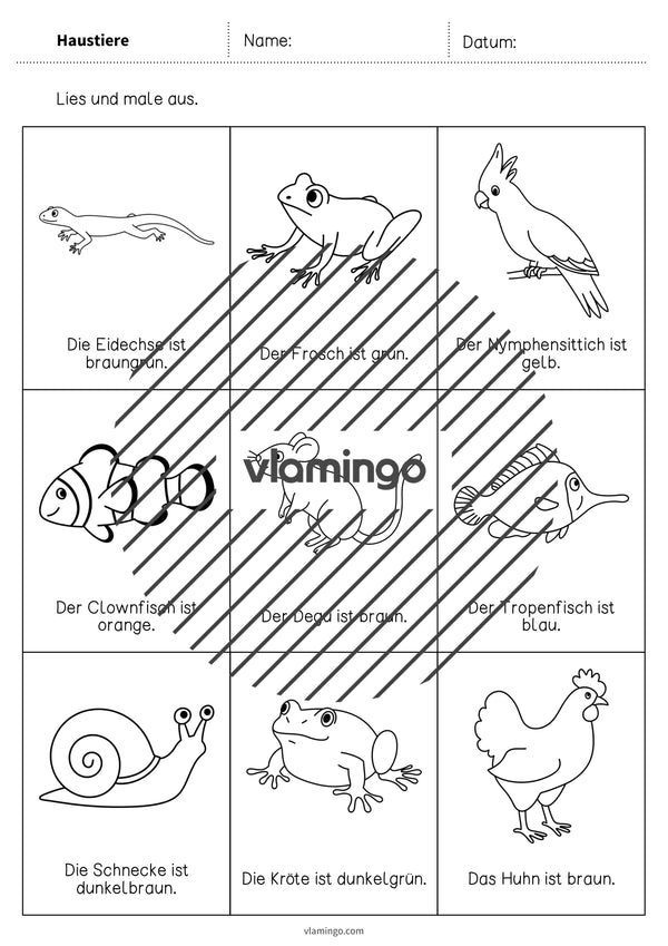de deutsch haustiere lesen und ausmalen 2 005