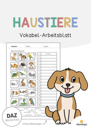 de deutsch haustiere vokabelarbeitsblatt 2 001