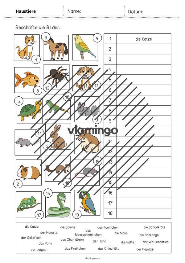 de deutsch haustiere vokabelarbeitsblatt 2 004