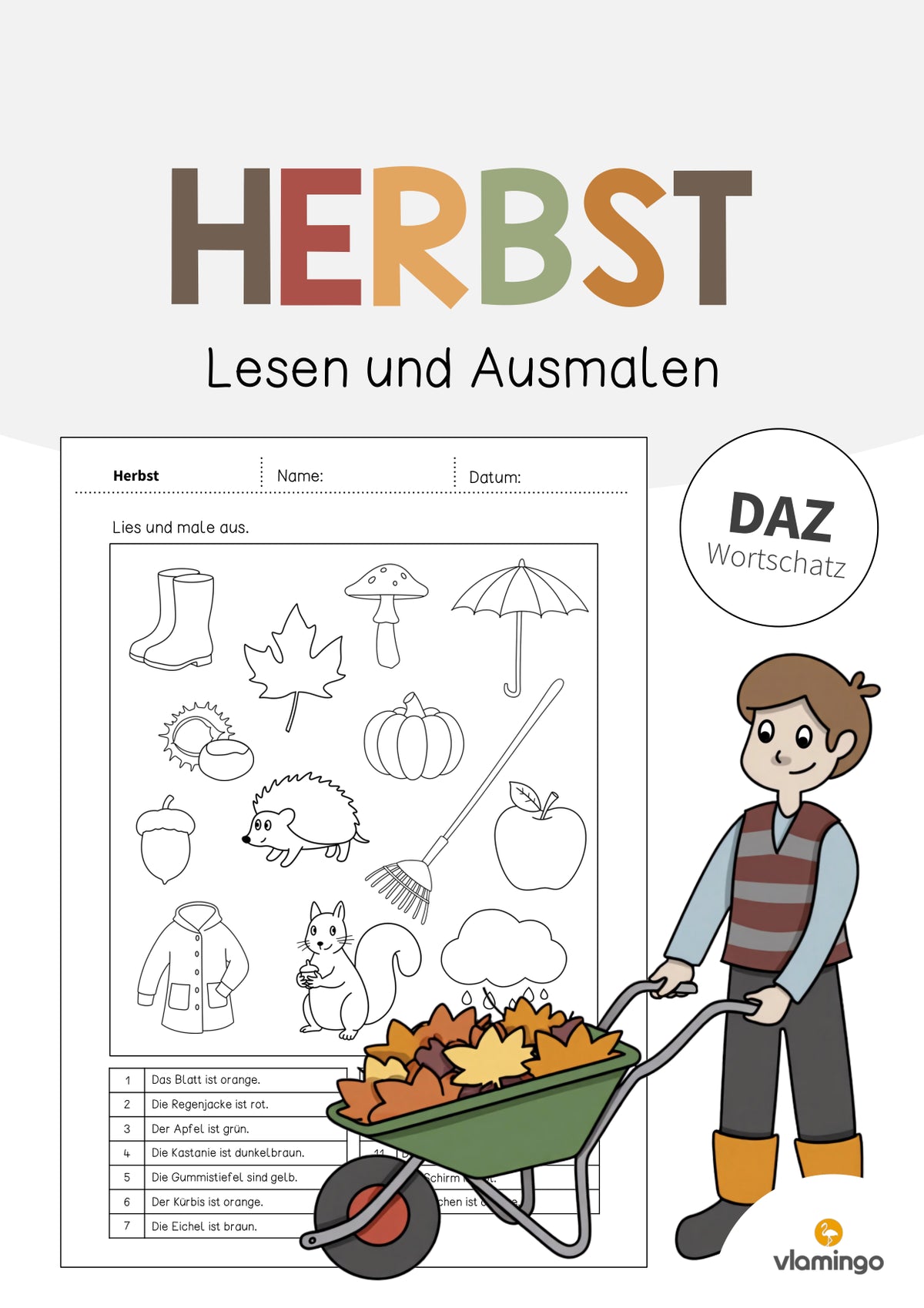 de deutsch herbst lesen und ausmalen 1 001