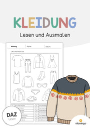 de deutsch kleidung lesen und ausmalen 1 001