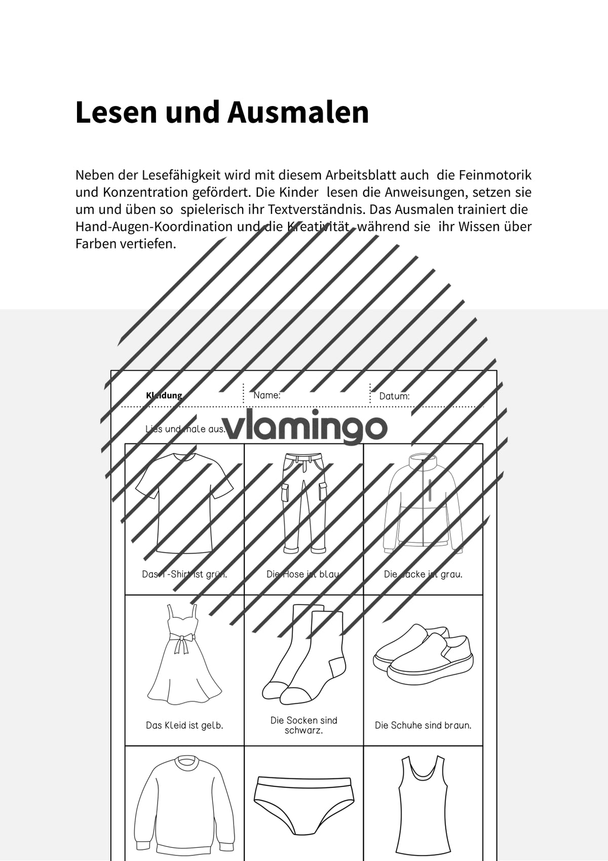 de deutsch kleidung lesen und ausmalen 2 002
