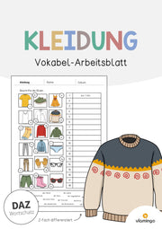 de deutsch kleidung vokabelarbeitsblatt 2 001