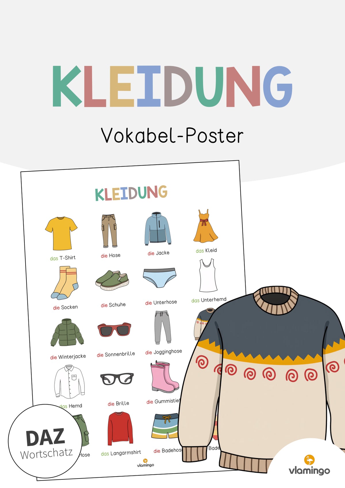 de deutsch kleidung vokabelposter 001