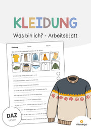 de deutsch kleidung was bin ich arbeitsblatt 001