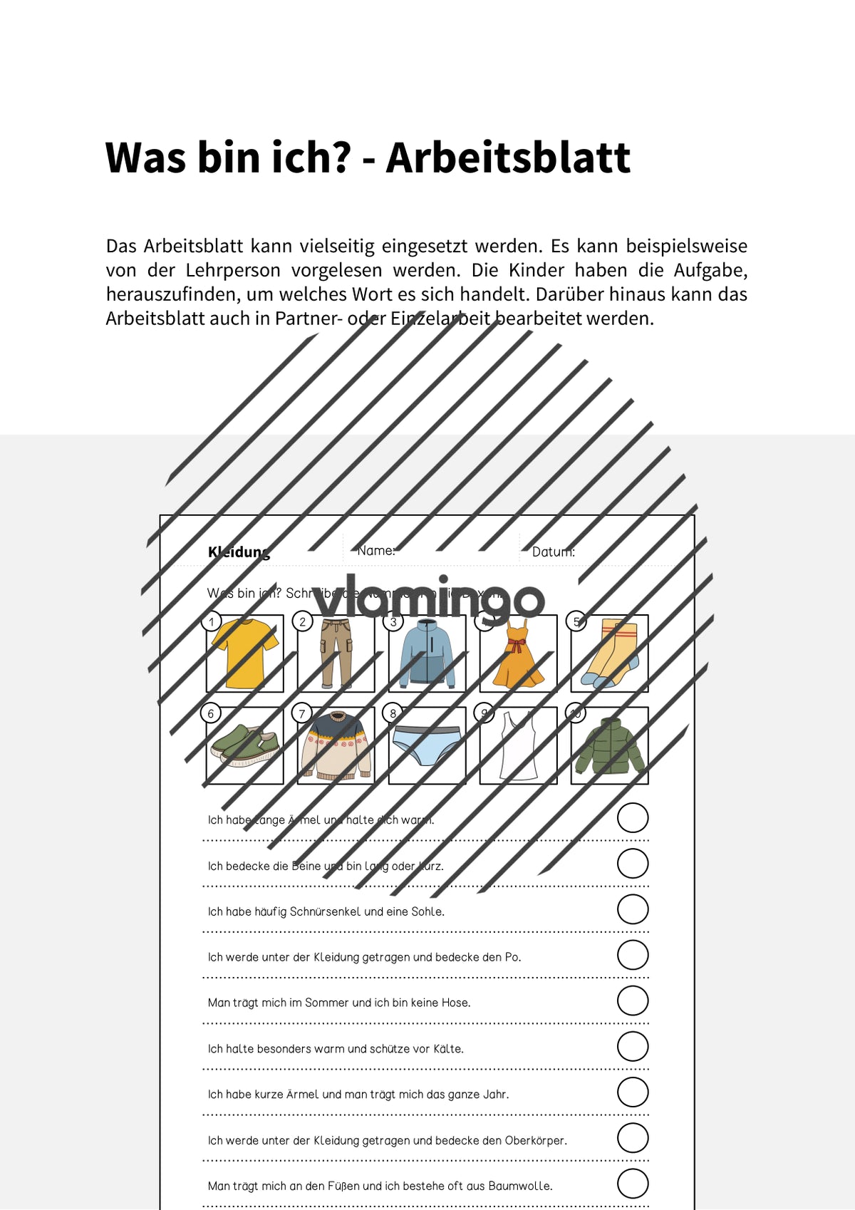 de deutsch kleidung was bin ich arbeitsblatt 002