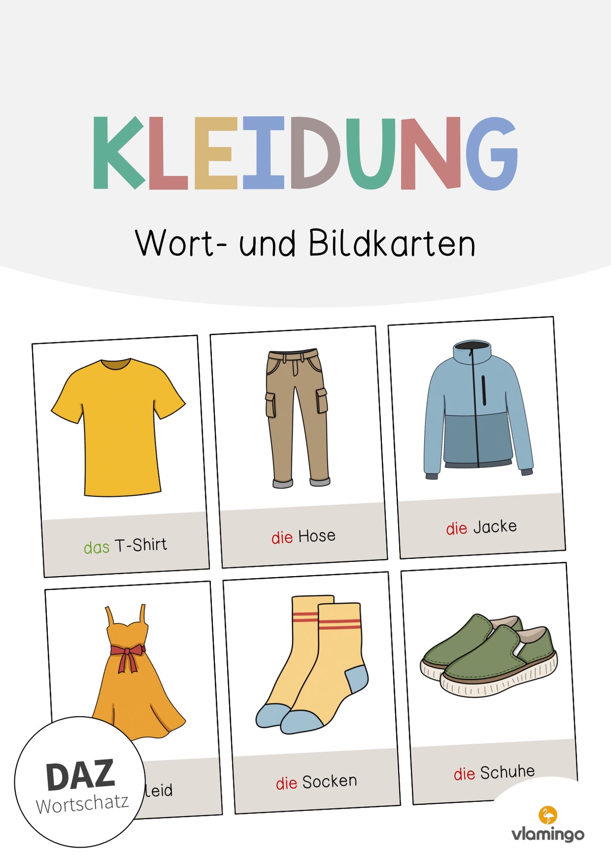 de deutsch kleidung wort und bildkarten 001