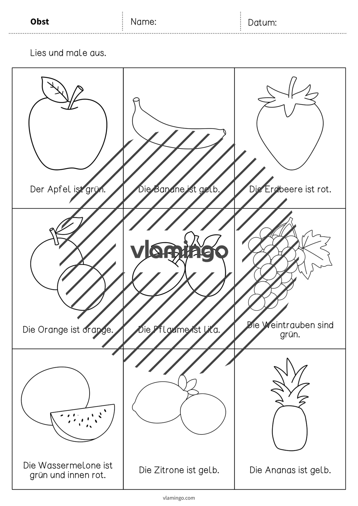 de deutsch obst lesen und ausmalen 2 003