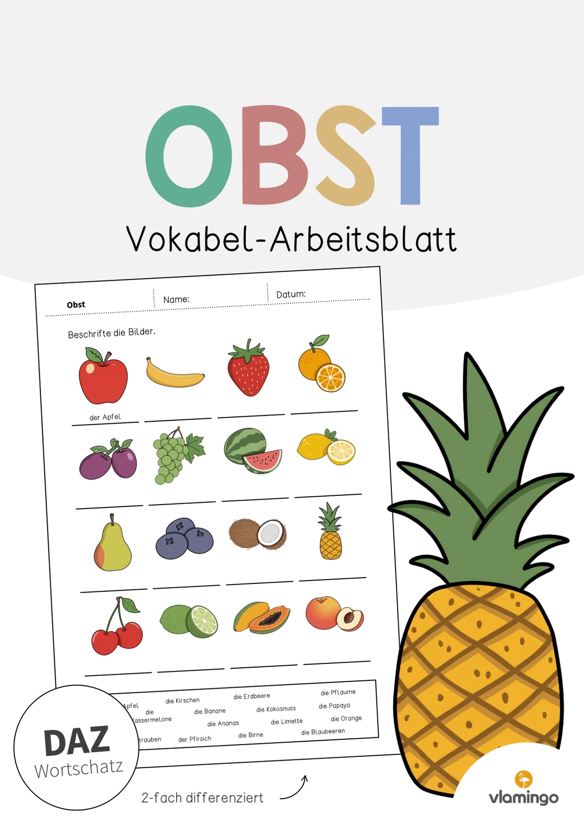 de deutsch obst vokabelarbeitsblatt 1 001