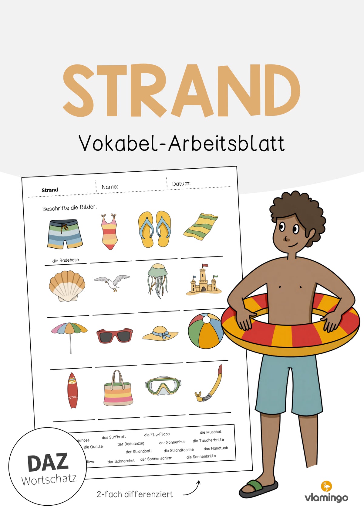 de deutsch strand vokabelarbeitsblatt 1 001