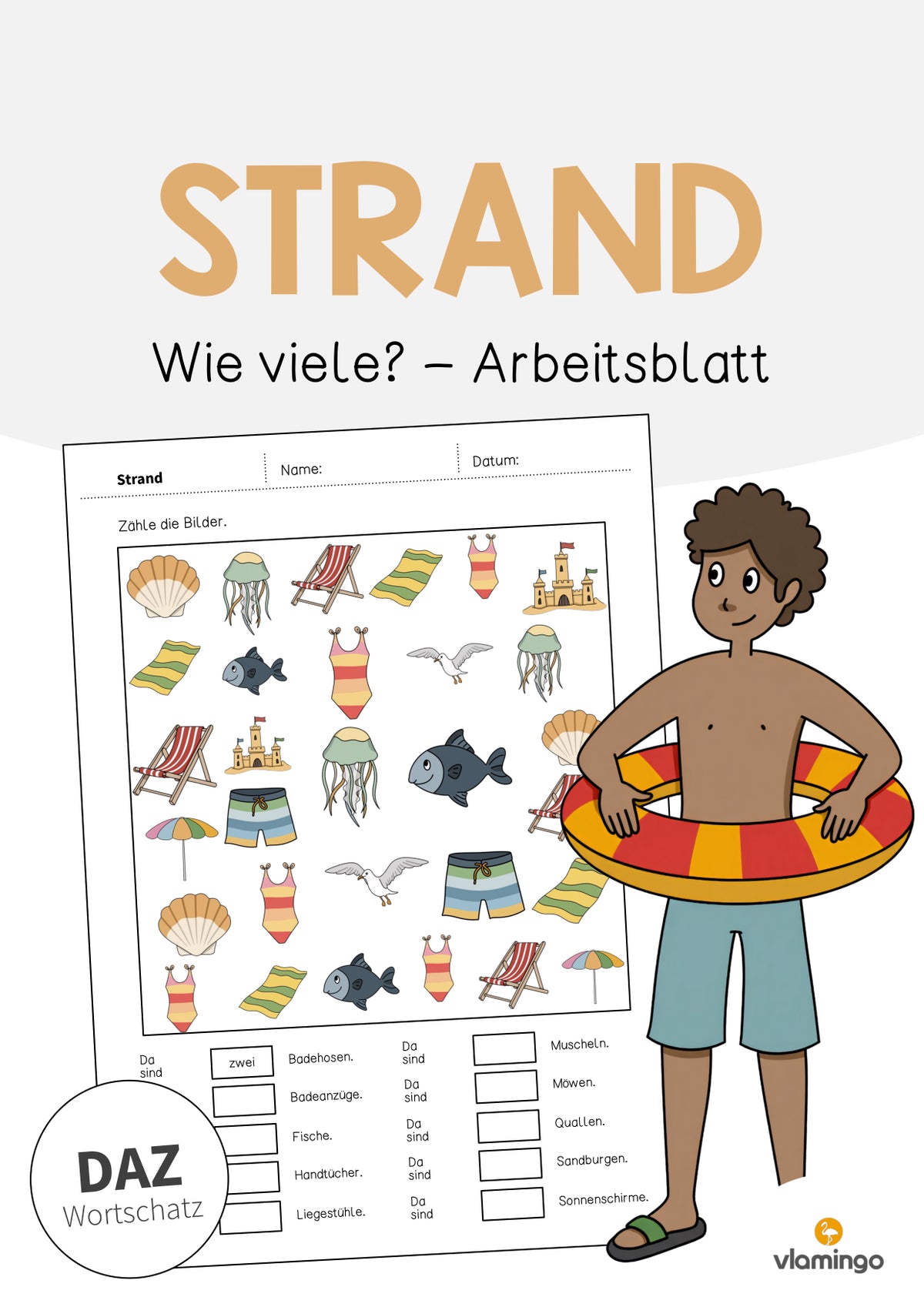 de deutsch strand wie viele arbeitsblatt 001