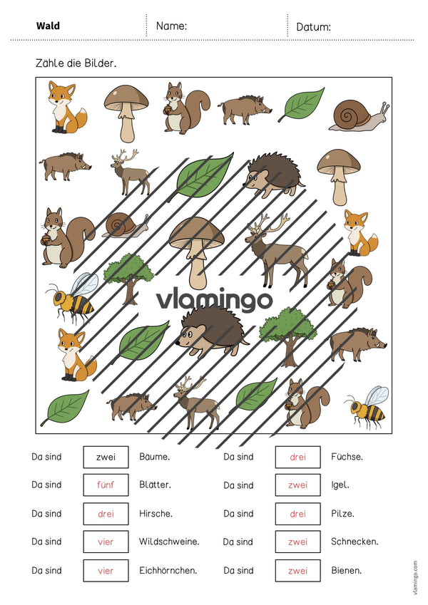 de deutsch wald wie viele arbeitsblatt 010