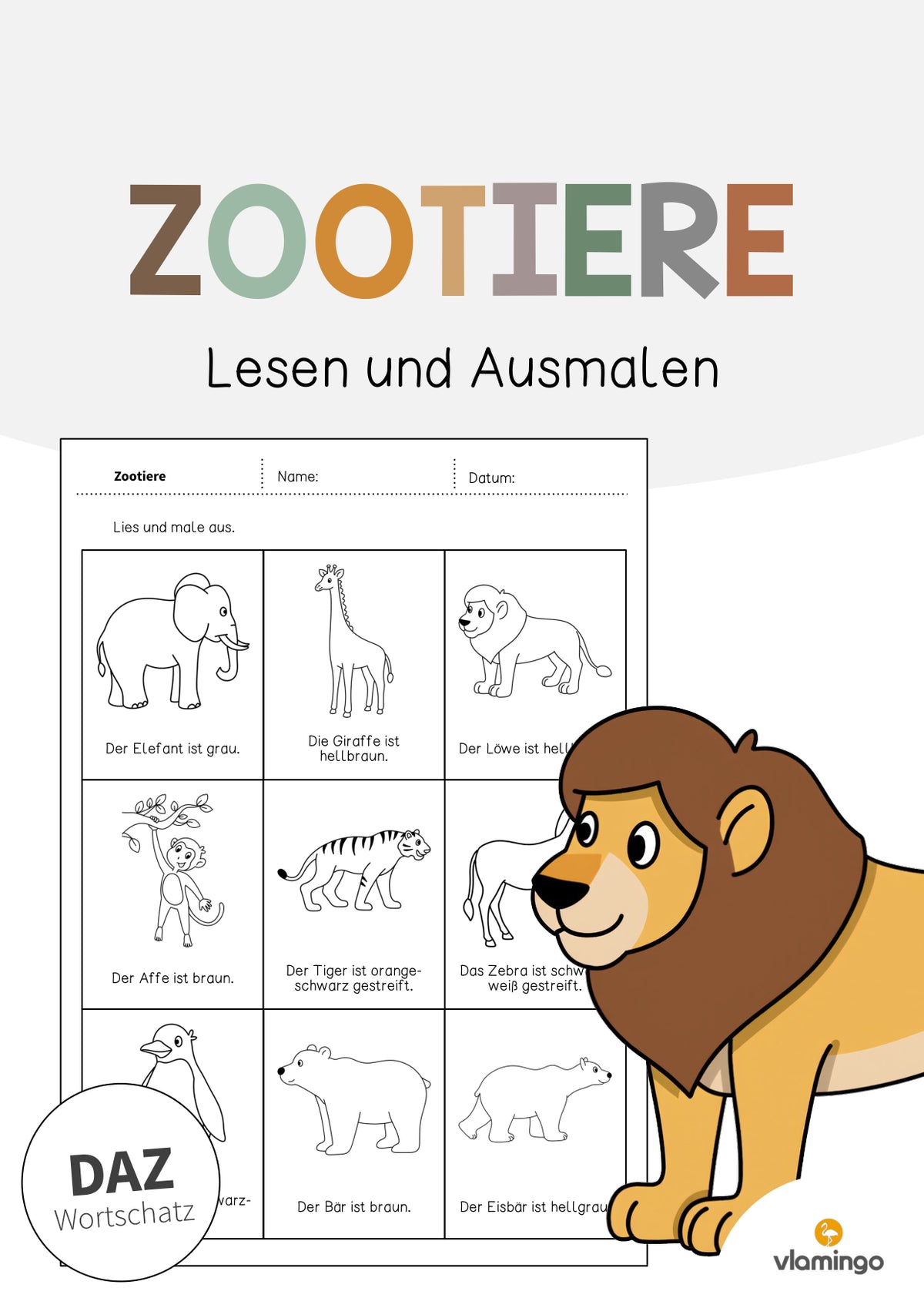 de deutsch zootiere lesen und ausmalen 2 001