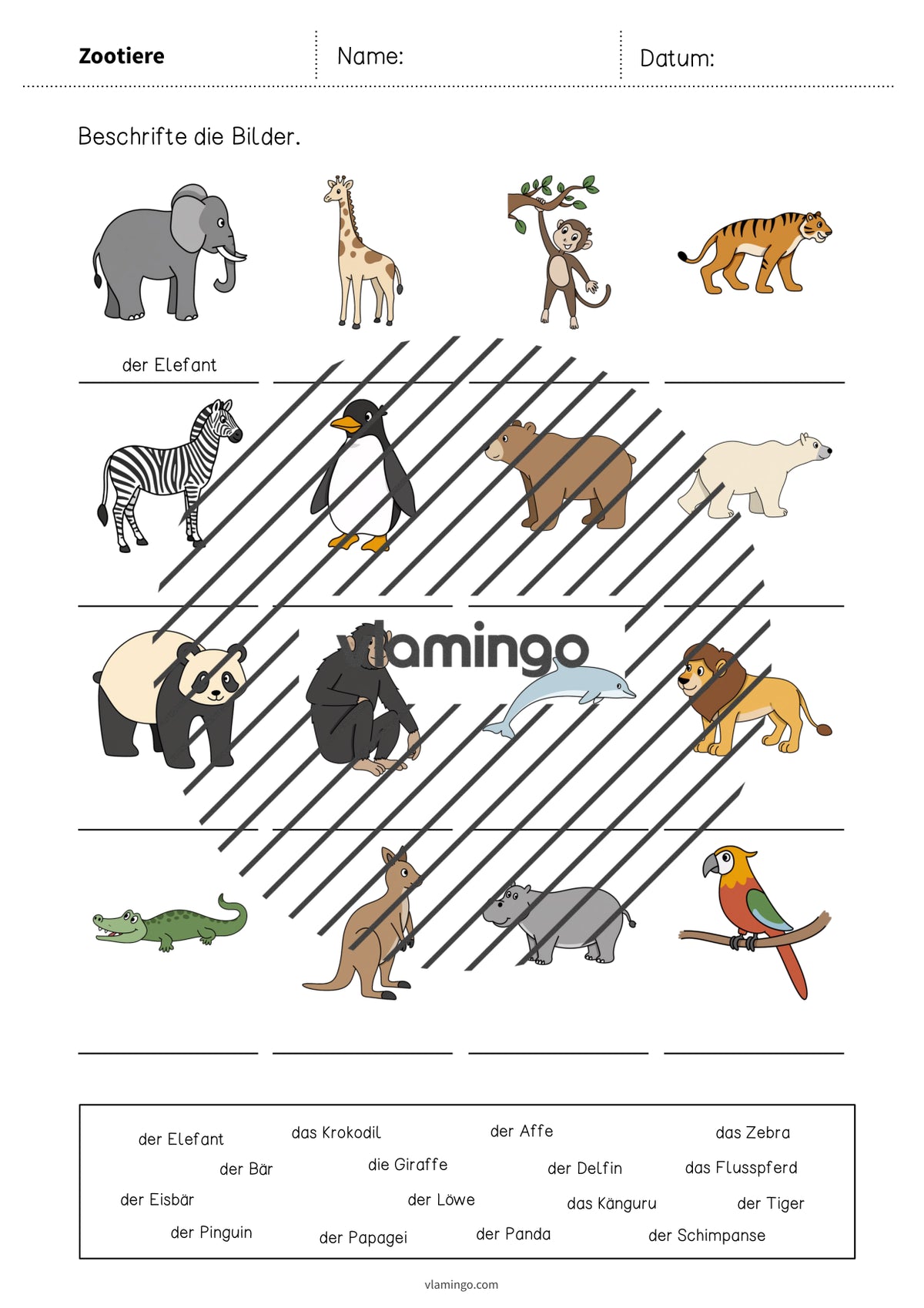 de deutsch zootiere vokabelarbeitsblatt 1 004