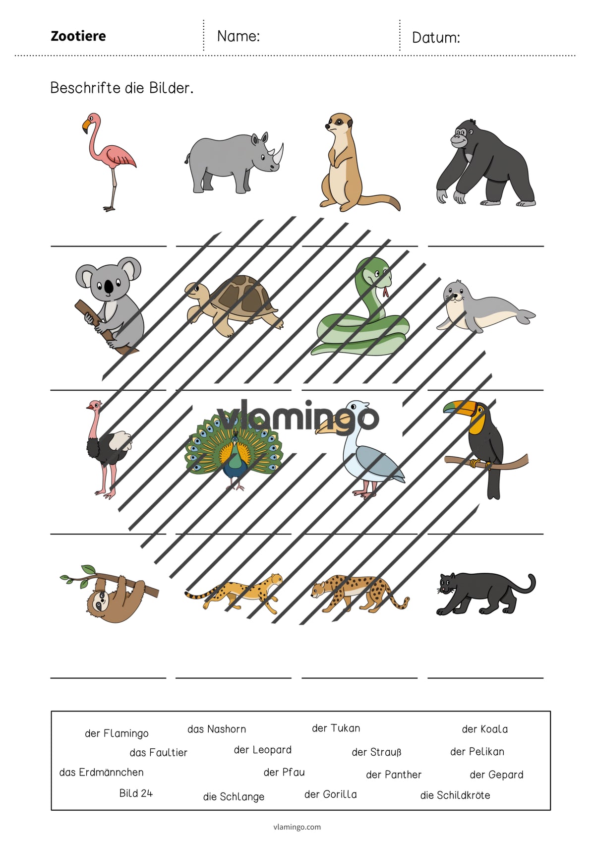 de deutsch zootiere vokabelarbeitsblatt 1 005