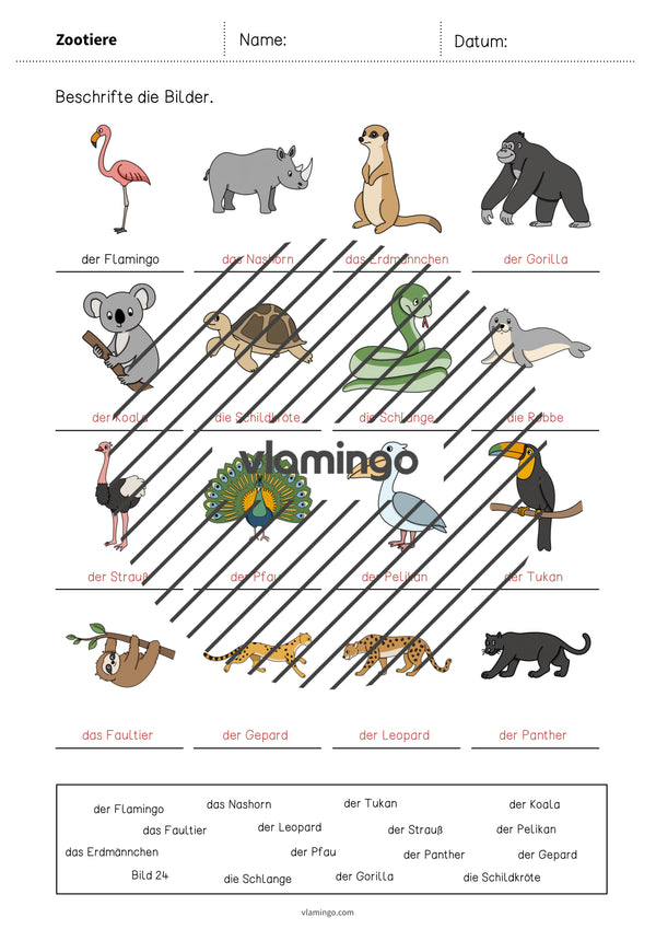 de deutsch zootiere vokabelarbeitsblatt 1 011