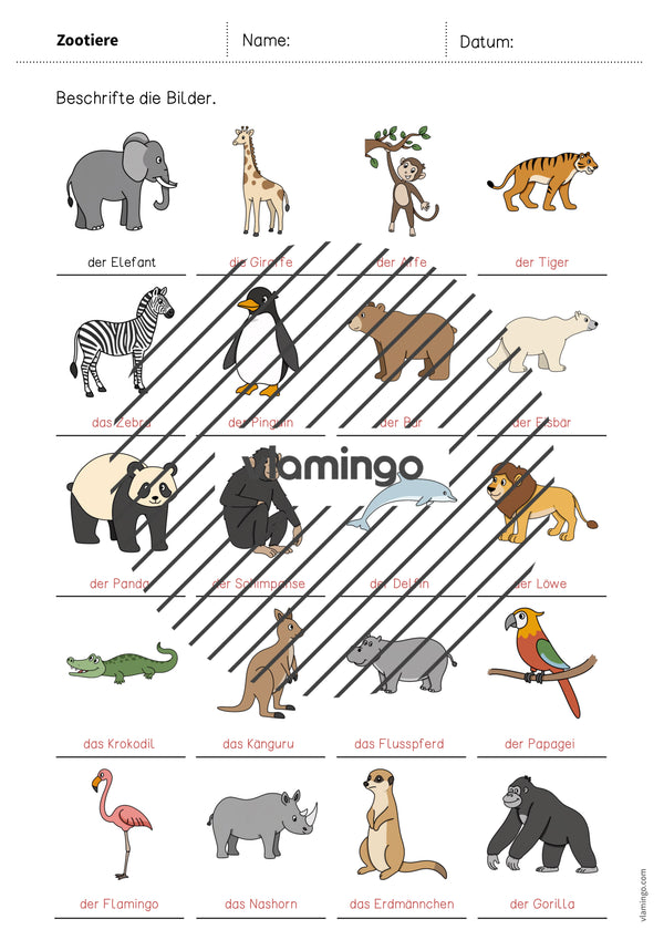 de deutsch zootiere vokabelarbeitsblatt 1 012