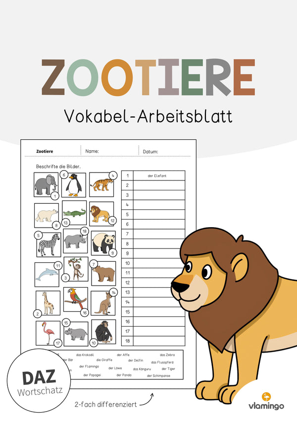 de deutsch zootiere vokabelarbeitsblatt 2 001