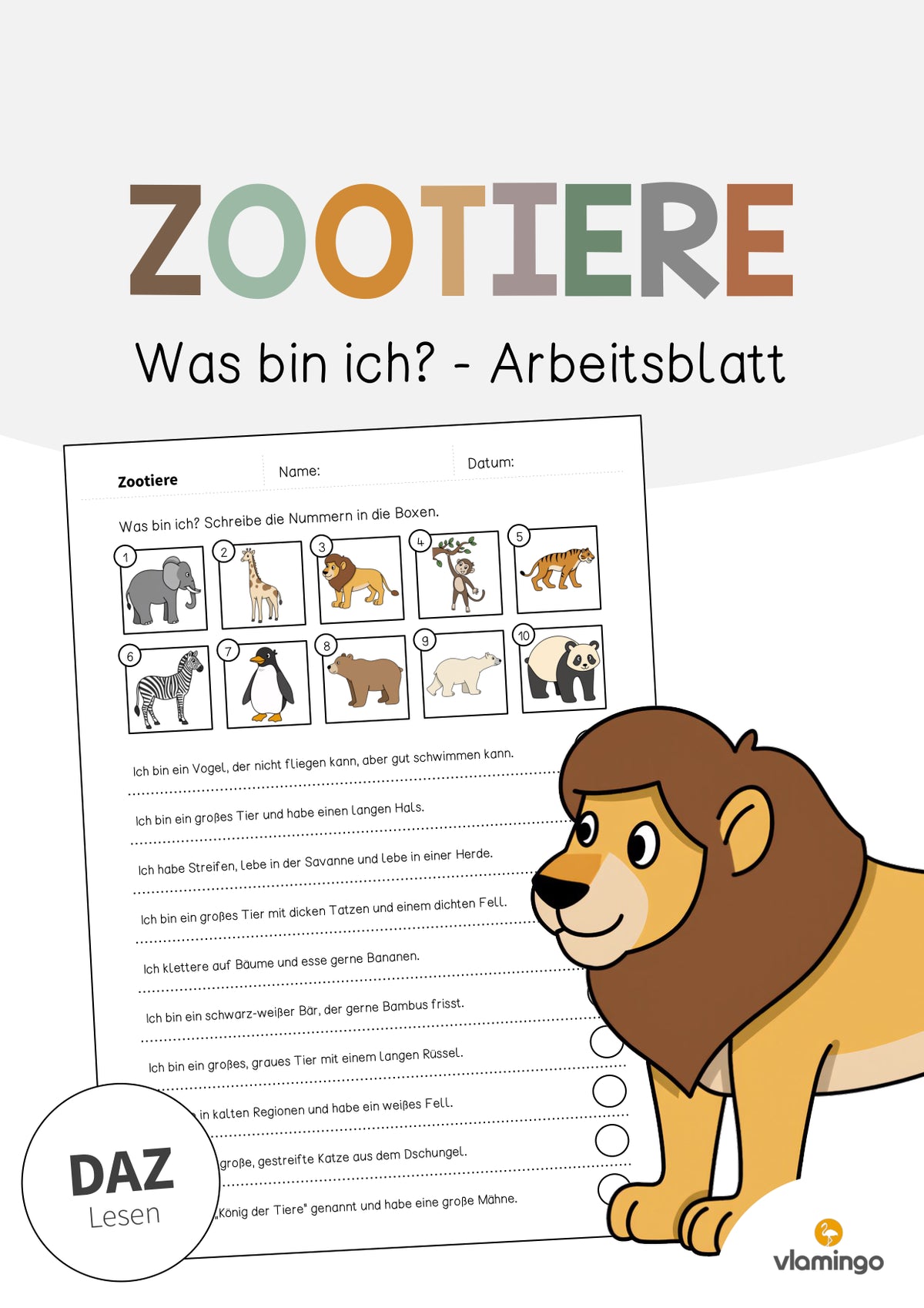 de deutsch zootiere was bin ich arbeitsblatt 001