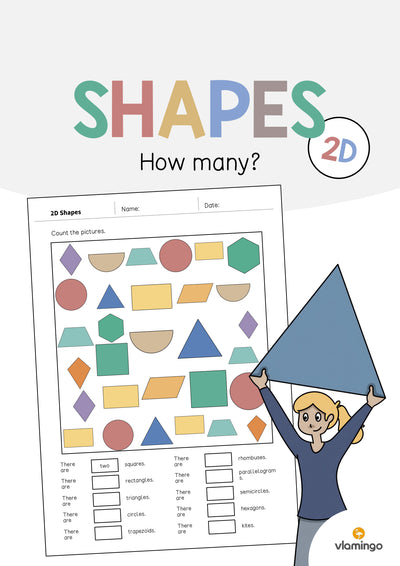 2D Shapes / 2D-Formen: How many? – Worksheet (Englisch)